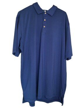 Peter Millar Men's summer comfort golf shirt size XL Blue & Black stripe w/logo